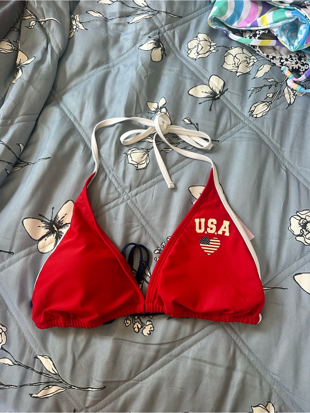 Target Red USA Heart Triangle Bikini Top